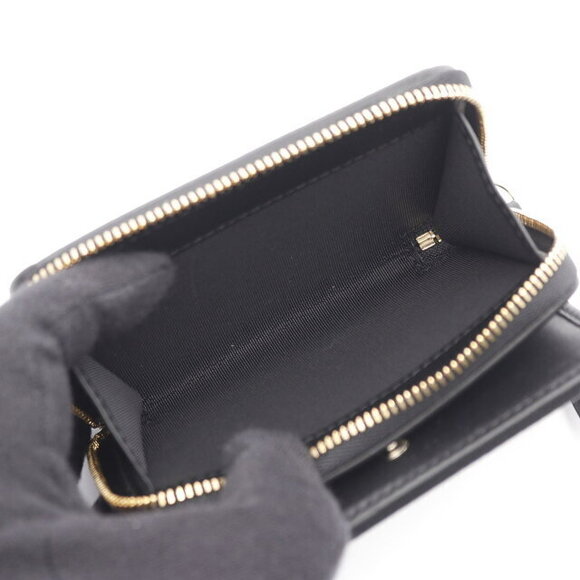 Gucci GG Emblem Zip Wallet Bifold Leather Beige Black - Picture 5 of 5